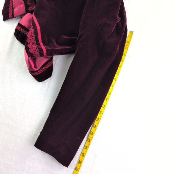Eclectic Vintage Coldwater Creek Velvet Silk Crimson Button Up Top Women's Large - Picture 9 of 10